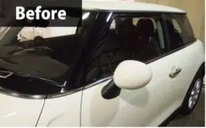 カーラッピングのビフォーアフター　ルーフとサイドミラー