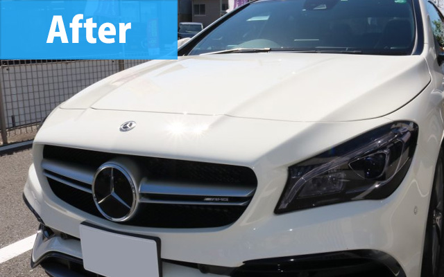ベンツのヘッドライトにスモークプロテクションフィルムを施工
