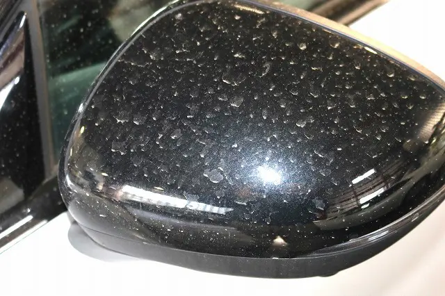 花粉汚れがひどいサイドミラーの様子