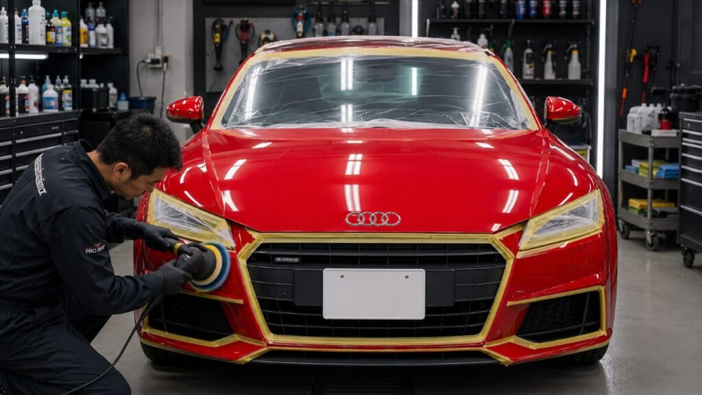 車を磨いている様子
