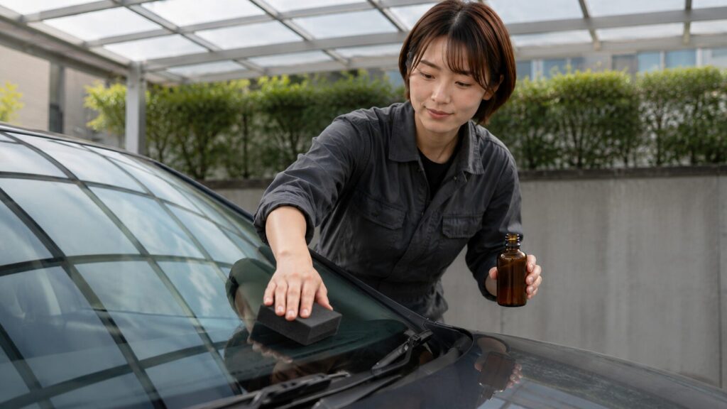 フロントガラスコーティングの施工方法と費用相場 - ガラスコーティング剤通販ブログ フロントガラスコーティングの施工方法と費用相場