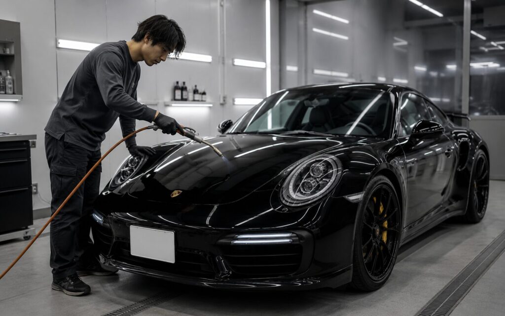 ガスプライマー処理を行っている様子 - ガラスコーティング剤通販ブログ ガスプライマー処理を行っている様子