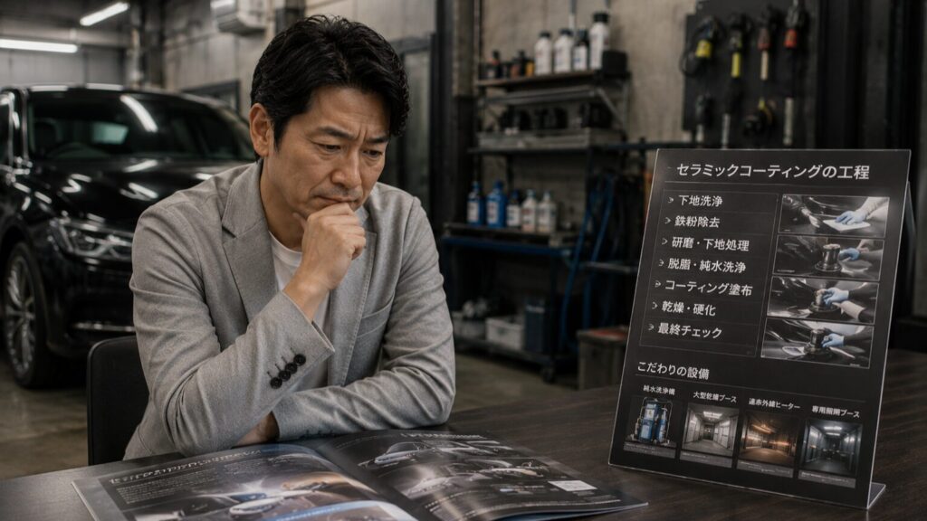 セラミックコーティング価格で悩んでいる様子 - ガラスコーティング剤通販ブログ セラミックコーティング価格で悩んでいる様子