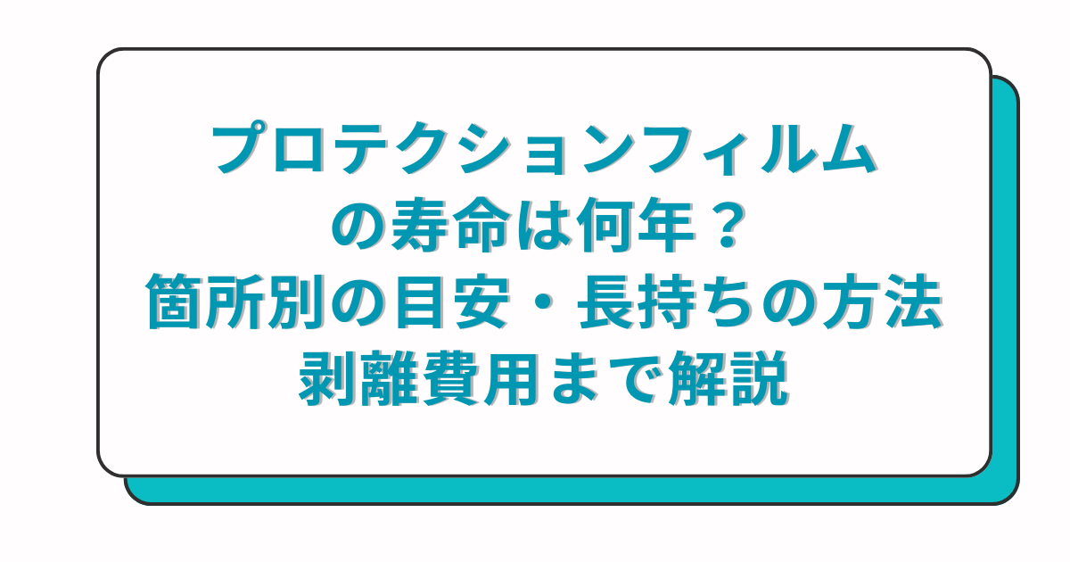 プロテクションフィルムの寿命は何年？箇所別の目安・長持ちさせる方法・剥離費用まで解説